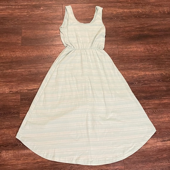 Mint Green/Turquoise and White Striped High-Low Sleeveless Sundress / Sz Small - Picture 8 of 8